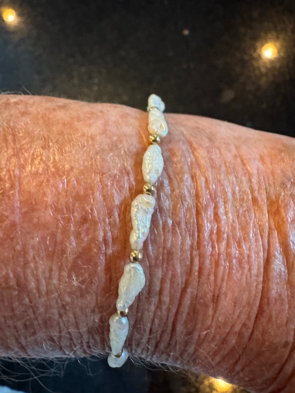 Fresh water pearl and 14k gold beads bracelet. Small, only 6 inches.